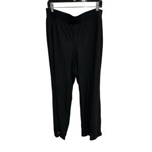 WASH Susan Graver Style Pull On Ankle Pants Black Plus 1X Elastic Waist Contempo